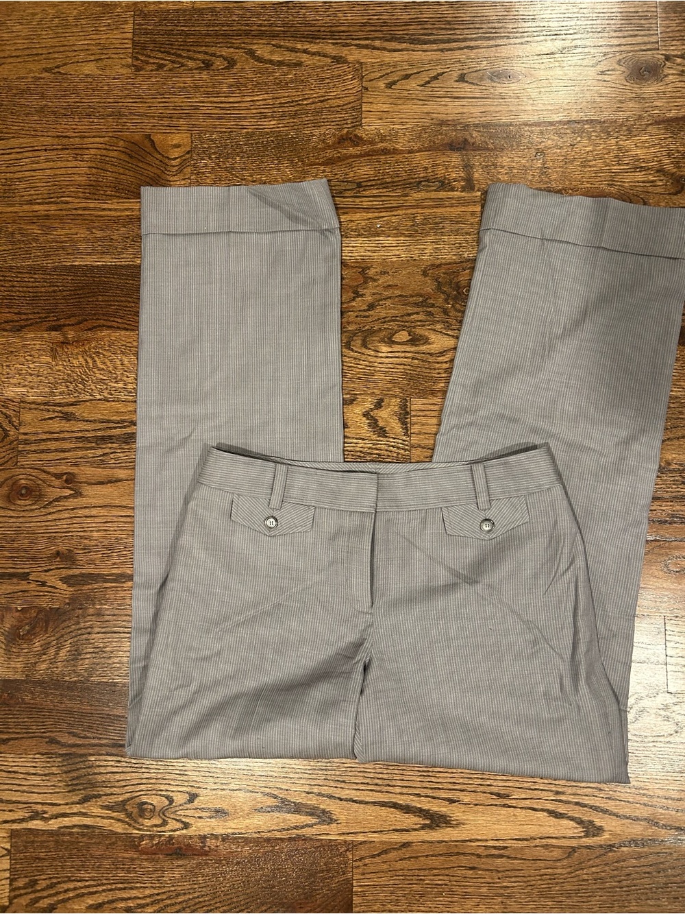 Ann Taylor Light Gray Pinstripe Dress Trousers